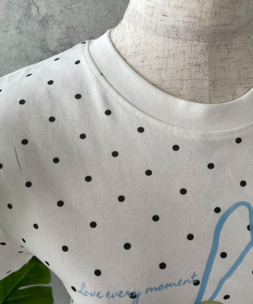 Sibra(シブラ)の「アップルプリントドット柄コンパクトTシャツ(Tシャツ/カットソー・レディース・ネイビー/イエロー/グリーン/ホワイト・M)」の6枚目の写真