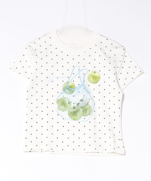 Sibra(シブラ)の「アップルプリントドット柄コンパクトTシャツ(Tシャツ/カットソー・レディース・ネイビー/イエロー/グリーン/ホワイト・M)」の8枚目の写真