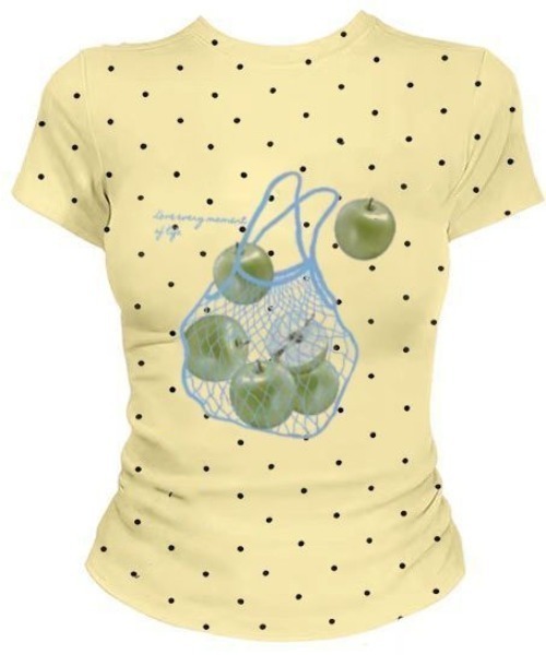 Sibra(シブラ)の「アップルプリントドット柄コンパクトTシャツ(Tシャツ/カットソー・レディース・ネイビー/イエロー/グリーン/ホワイト・M)」の18枚目の写真