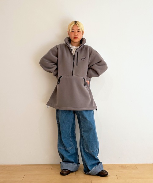 HOLIDAY（ホリデイ）の「CLASSIC FLEECE ANORAK DRESS クラシックフリースアノラックドレス（その他アウター・レディース・グレー/ブラック・ONE SIZE）」の7枚目の写真