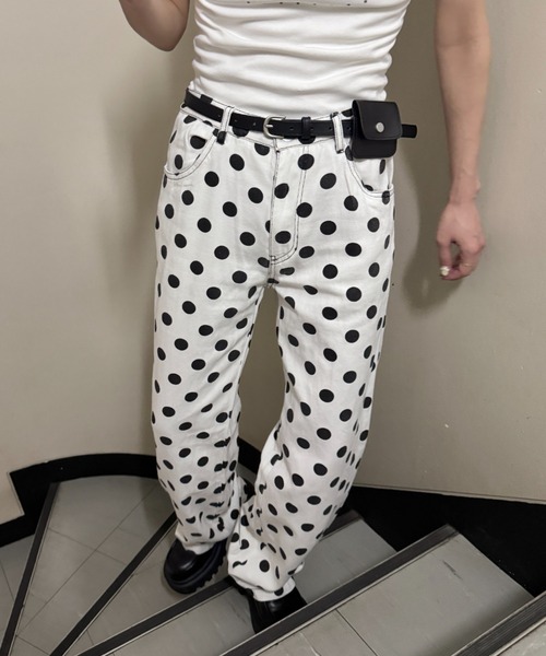 SOLLON.(ソルロン)の「コインドットワイドパンツ(その他パンツ・レディース・ホワイト/ブラック・M)」の7枚目の写真