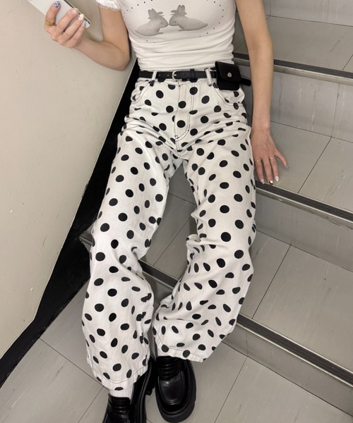 SOLLON.(ソルロン)の「コインドットワイドパンツ(その他パンツ・レディース・ホワイト/ブラック・M)」の8枚目の写真