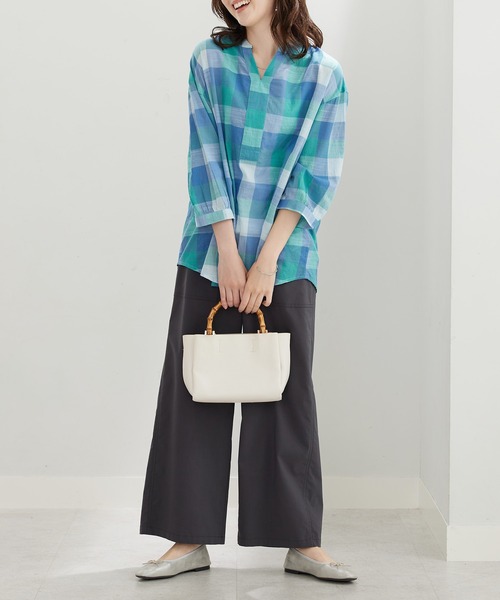 BELLUNA PLUS(ベルーナ)の「<INDIA>チェック柄チュニック(チュニック・レディース・オレンジ系/ブルー系・LARGE/MEDIUM/X-LARGE)」の5枚目の写真