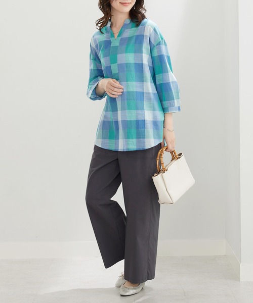 BELLUNA PLUS(ベルーナ)の「<INDIA>チェック柄チュニック(チュニック・レディース・オレンジ系/ブルー系・LARGE/MEDIUM/X-LARGE)」の6枚目の写真