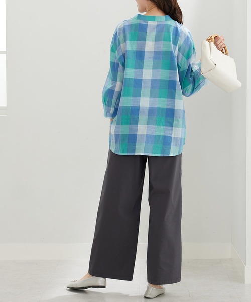 BELLUNA PLUS(ベルーナ)の「<INDIA>チェック柄チュニック(チュニック・レディース・オレンジ系/ブルー系・LARGE/MEDIUM/X-LARGE)」の8枚目の写真