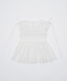 SOEMIN（ソミン）の「Shirred ribbon blouse／シャーリングリボンノースリーブブラウス（シャツ/ブラウス）」