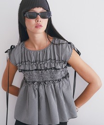SOEMIN（ソミン）の「Shirred ribbon blouse／シャーリングリボンノースリーブブラウス（シャツ/ブラウス）」