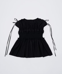 SOEMIN（ソミン）の「Shirred ribbon blouse／シャーリングリボンノースリーブブラウス（シャツ/ブラウス）」