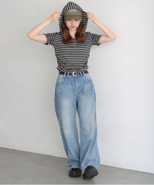 tiptop（ティップトップ）の「アソートヘンリー半袖パーカー（Tシャツ/カットソー・レディース・グレー系その他2/グレー系その他・FREE）」の8枚目の写真