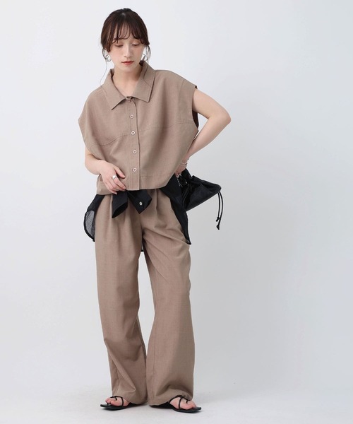 NOAHL(ノアル)の「【NOAHL】薄手リネン調タックパンツ(スラックス・レディース・ブラック/モカ/ホワイト系・L/M)」の20枚目の写真