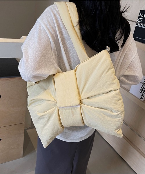 LA VORAGINE(ラ ヴォラジネ)の「ビッグリボンパテッド 2WAYョルダーバッグ/トートバッグ(トートバッグ・レディース・GRAY/Yellow/Black/Beige・FREE)」の6枚目の写真