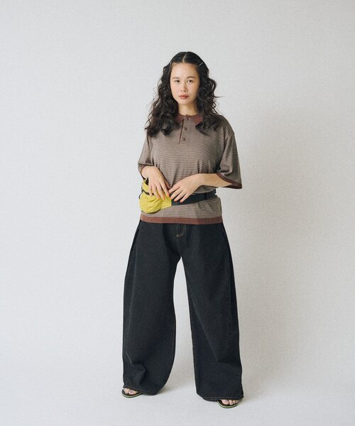 WHIMSIC(ウィムジック)の「【UNISEX】ボーダーポロニットシャツ(ニット/セーター・メンズ・ブラウン/ネイビー・FREE)」の17枚目の写真