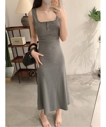 ヘンリーネックNSロングワンピース