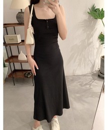 ヘンリーネックNSロングワンピース