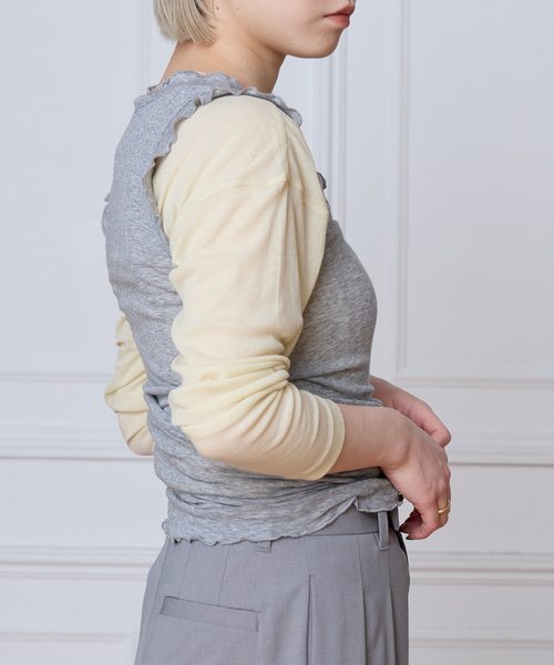 IENA LA BOUCLE（イエナラブークル）の「《追加2》seamless basic. シームレスベーシック Flounce タンクトップ（タンクトップ・レディース・サックスブルー/チャコールグレー・FREE）」の17枚目の写真