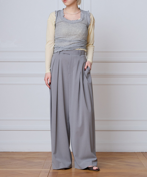 IENA LA BOUCLE（イエナラブークル）の「《追加2》seamless basic. シームレスベーシック Flounce タンクトップ（タンクトップ・レディース・サックスブルー/チャコールグレー・FREE）」の18枚目の写真