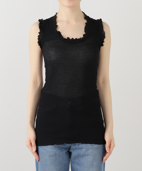 IENA LA BOUCLE（イエナラブークル）の「《追加2》seamless basic. シームレスベーシック Flounce タンクトップ（タンクトップ・レディース・サックスブルー/チャコールグレー・FREE）」の22枚目の写真