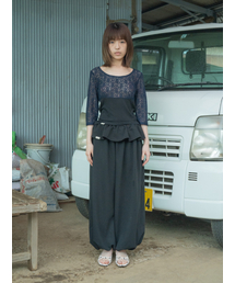 Gathered Balloon Pants / Black