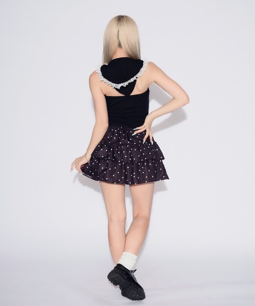 tinkerend(ティンカーエンド)の「【カップ付き】Backless Lace Hoodie / バックオープンレースパーカー(タンクトップ・レディース・ホワイト/ブラック/グレー・FREE)」の22枚目の写真