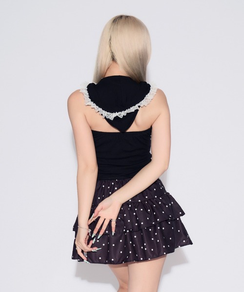 tinkerend(ティンカーエンド)の「【カップ付き】Backless Lace Hoodie / バックオープンレースパーカー(タンクトップ・レディース・ホワイト/ブラック/グレー・FREE)」の18枚目の写真