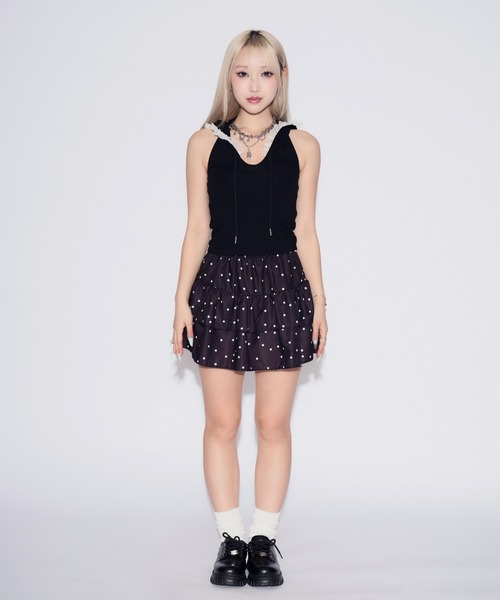 tinkerend(ティンカーエンド)の「【カップ付き】Backless Lace Hoodie / バックオープンレースパーカー(タンクトップ・レディース・ホワイト/ブラック/グレー・FREE)」の19枚目の写真