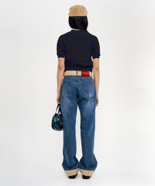WORLDDILEMA(ワールドジレンマ)の「QUEEN EMBROIDERY CROP HALF SWEATSHIRT (NAVY)(スウェット・レディース・ネイビー・44/48)」の5枚目の写真