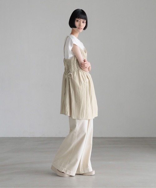 LOWRYS FARM（ローリーズファーム）の「クリンクルワッシャーミニワンピース  1032198（ワンピース・レディース・ブラック/ベージュ/ブラウン/イエロー・FREE）」の6枚目の写真