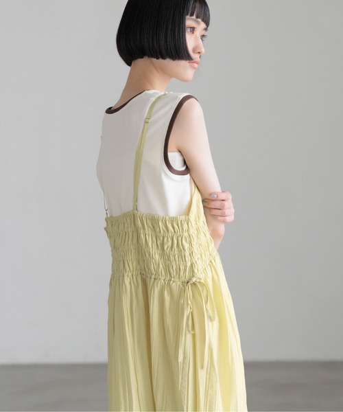 LOWRYS FARM（ローリーズファーム）の「クリンクルワッシャーミニワンピース  1032198（ワンピース・レディース・ブラック/ベージュ/ブラウン/イエロー・FREE）」の13枚目の写真