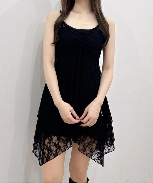 INGNI(イング)の「レースイレヘムキャミワンピース(ワンピース・レディース・ブラック/オフホワイト・M)」の7枚目の写真