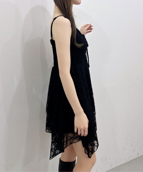 INGNI(イング)の「レースイレヘムキャミワンピース(ワンピース・レディース・ブラック/オフホワイト・M)」の8枚目の写真