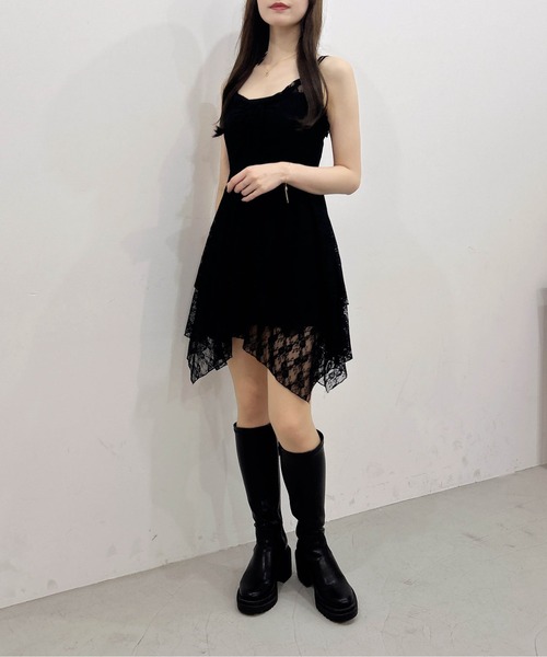 INGNI(イング)の「レースイレヘムキャミワンピース(ワンピース・レディース・ブラック/オフホワイト・M)」の10枚目の写真