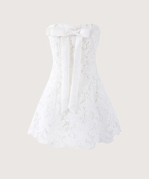French Blanc Lace Strapless Dress