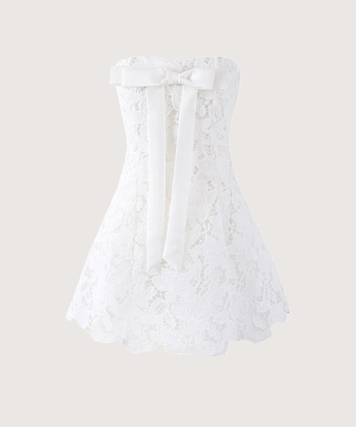 LA POMME petit(ラポミ・プチ)の「French Blanc Lace Strapless Dress(ワンピース・レディース・ホワイト・FREE)」の1枚目の写真