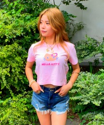 KITTY クロップドTシャツ 日焼けドット-フェイス