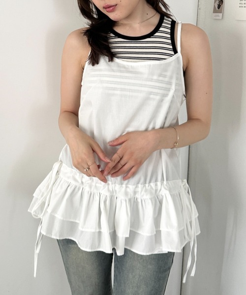 CLEA(クレア)の「裾フリルシャツキャミソール(Tシャツ/カットソー・レディース・ホワイト・FREE)」の1枚目の写真