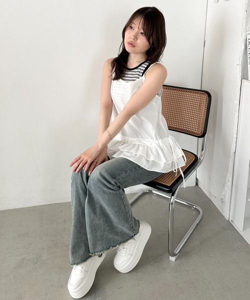 CLEA(クレア)の「裾フリルシャツキャミソール(Tシャツ/カットソー・レディース・ホワイト・FREE)」の7枚目の写真