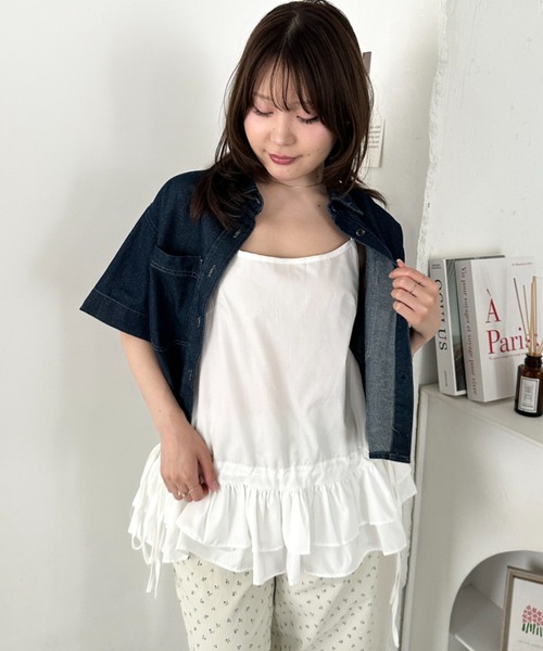 CLEA(クレア)の「裾フリルシャツキャミソール(Tシャツ/カットソー・レディース・ホワイト・FREE)」の15枚目の写真