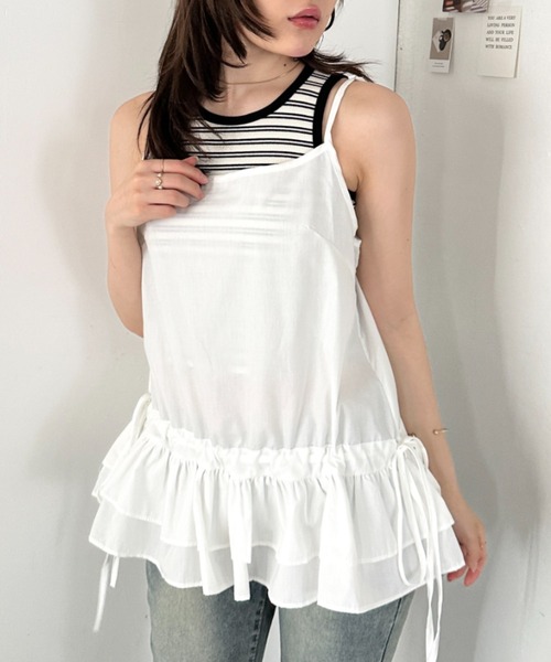CLEA(クレア)の「裾フリルシャツキャミソール(Tシャツ/カットソー・レディース・ホワイト・FREE)」の3枚目の写真