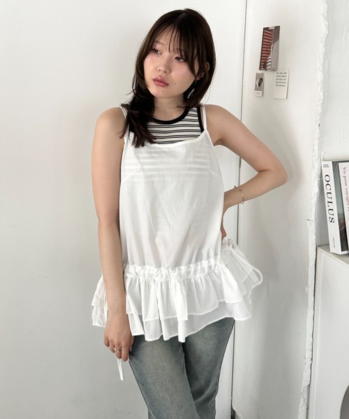 CLEA(クレア)の「裾フリルシャツキャミソール(Tシャツ/カットソー・レディース・ホワイト・FREE)」の6枚目の写真