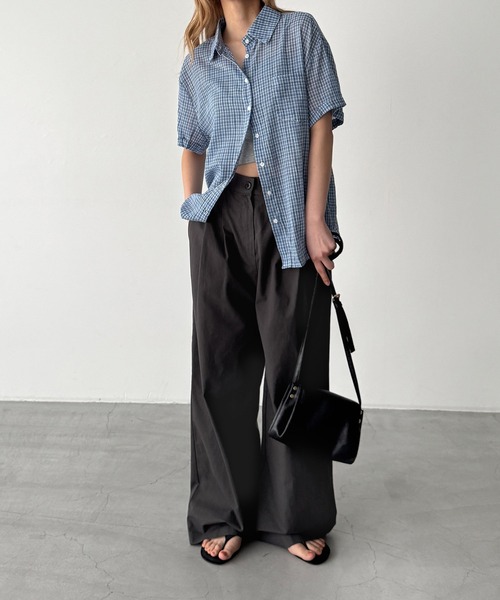 CANAL JEAN(キャナルジーン)の「El mar シアーチェック半袖シャツ(シャツ/ブラウス・レディース・ブルー/ホワイト・ONE SIZE)」の8枚目の写真