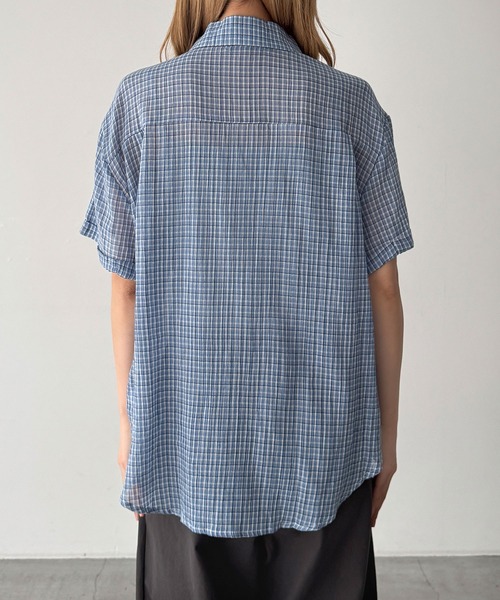 CANAL JEAN(キャナルジーン)の「El mar シアーチェック半袖シャツ(シャツ/ブラウス・レディース・ブルー/ホワイト・ONE SIZE)」の11枚目の写真