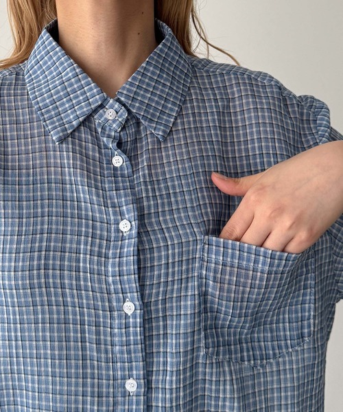 CANAL JEAN(キャナルジーン)の「El mar シアーチェック半袖シャツ(シャツ/ブラウス・レディース・ブルー/ホワイト・ONE SIZE)」の12枚目の写真