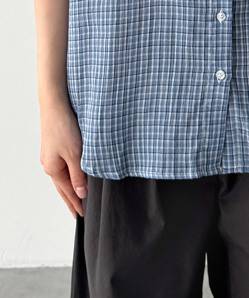 CANAL JEAN(キャナルジーン)の「El mar シアーチェック半袖シャツ(シャツ/ブラウス・レディース・ブルー/ホワイト・ONE SIZE)」の13枚目の写真