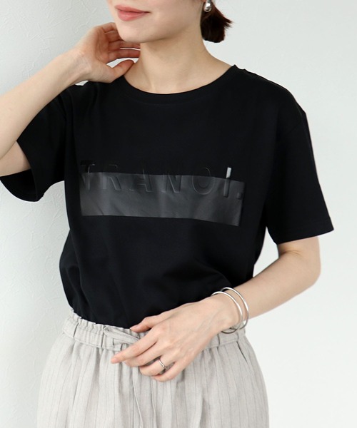 Jines（ジネス）の「【TRANOI】プリントTシャツ（Tシャツ/カットソー・レディース・ホワイト/ブラック/アイボリー・38）」の3枚目の写真