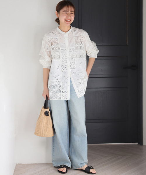 JOURNAL STANDARD relume(ジャーナルスタンダード レリューム)の「《WEB限定追加4》パッチワークレースシャツ(シャツ/ブラウス・レディース・ホワイト/ブラック・FREE)」の10枚目の写真