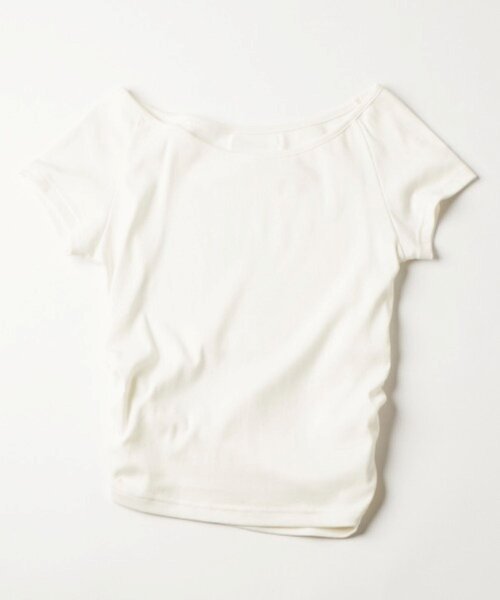 WHO'S WHO gallery(フーズフーギャラリー)の「【SLOPPY 】バックオープンギャザーTEE(Tシャツ/カットソー・レディース・パープル/ブラック/オフホワイト/サックスブルー/ブラウン/グレー・FREE)」の18枚目の写真