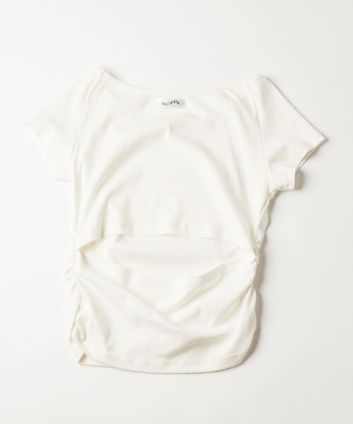 WHO'S WHO gallery(フーズフーギャラリー)の「【SLOPPY 】バックオープンギャザーTEE(Tシャツ/カットソー・レディース・パープル/ブラック/オフホワイト/サックスブルー/ブラウン/グレー・FREE)」の19枚目の写真