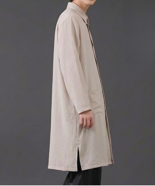 revertical（リバーティカル）の「ロングシャツコート オーバーサイズ ライトアウター（シャツ/ブラウス・メンズ・ベージュ/ブルーグレー/チャコール・LARGE/MEDIUM/SMALL）」の15枚目の写真