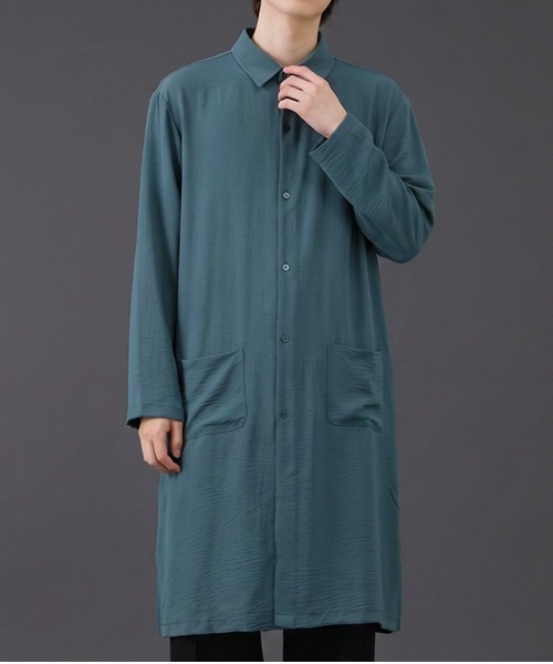 revertical（リバーティカル）の「ロングシャツコート オーバーサイズ ライトアウター（シャツ/ブラウス・メンズ・ベージュ/ブルーグレー/チャコール・LARGE/MEDIUM/SMALL）」の4枚目の写真