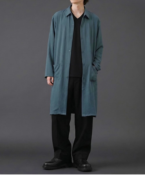 revertical（リバーティカル）の「ロングシャツコート オーバーサイズ ライトアウター（シャツ/ブラウス・メンズ・ベージュ/ブルーグレー/チャコール・LARGE/MEDIUM/SMALL）」の8枚目の写真